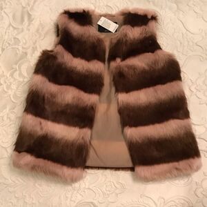 Faux fur vest cream brown NWT